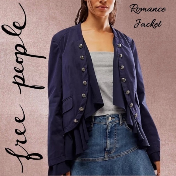 FREE PEOPLE Ruffle & Button Accent Drapey Romance Jacket w/Pockets/Sm NWT